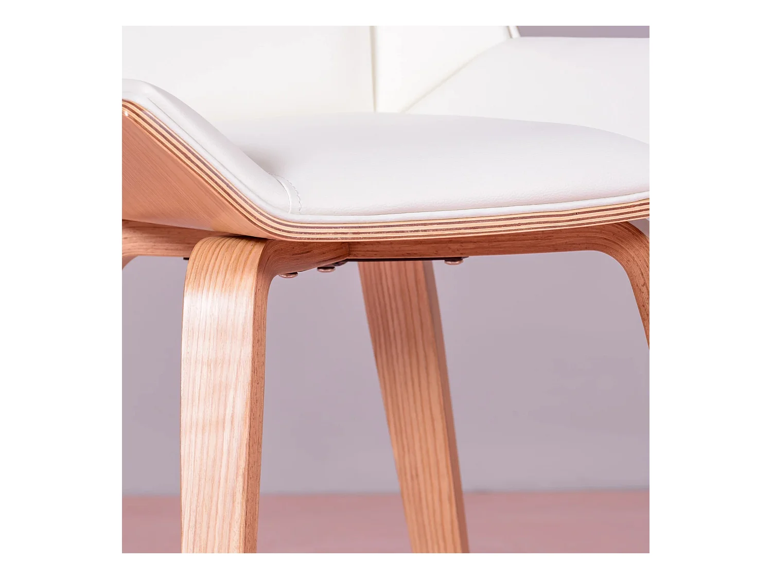 Houten stoelen van licht esdoorn met kussen van kunstleer - Nordic S - Wit