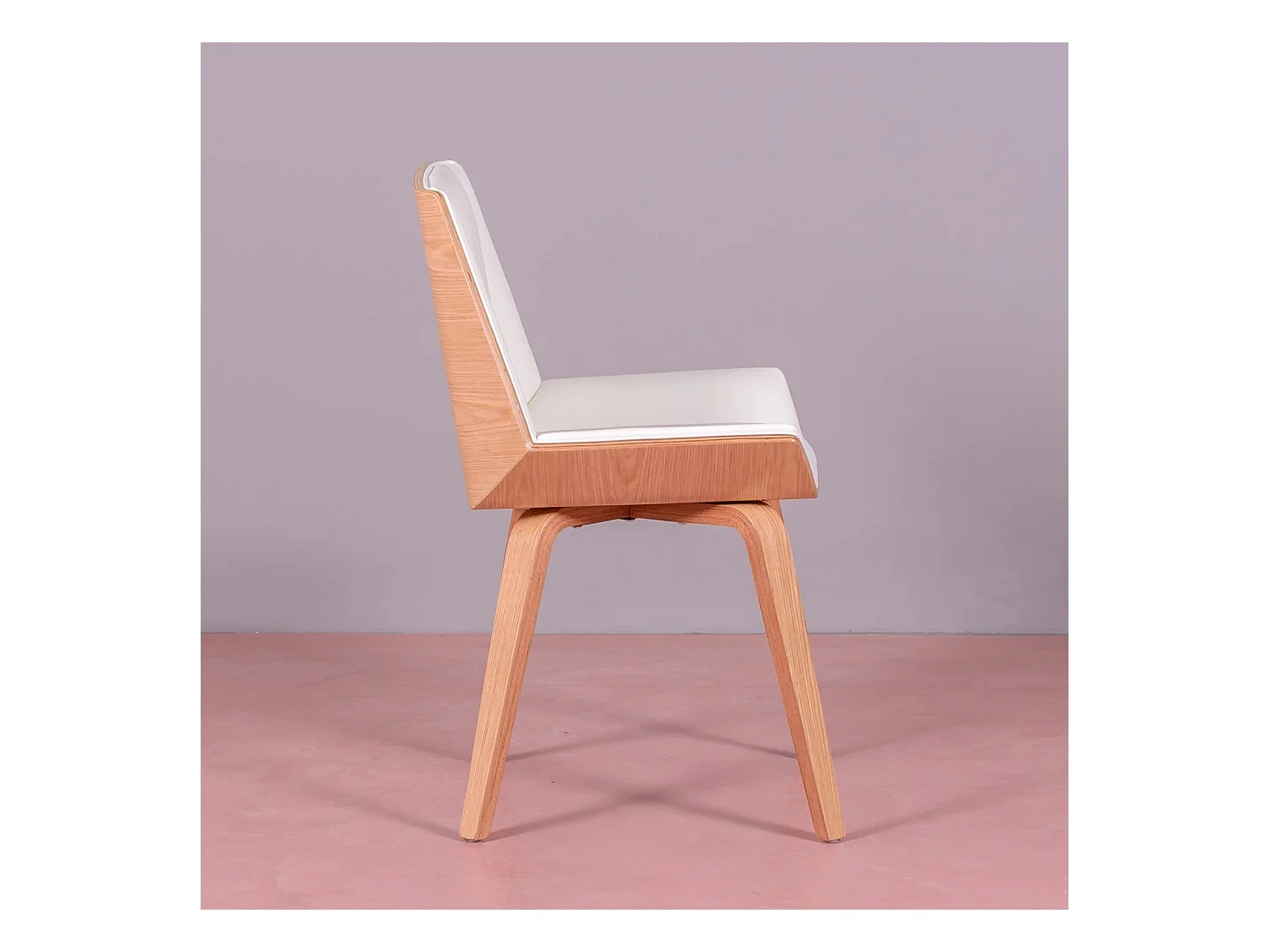 Houten stoelen van licht esdoorn met kussen van kunstleer - Nordic S - Wit