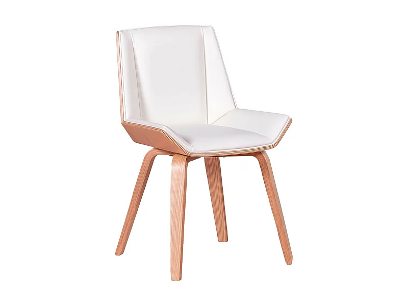Silla de madera de arce clara con cojín de polipiel - Nordic S - Blanco