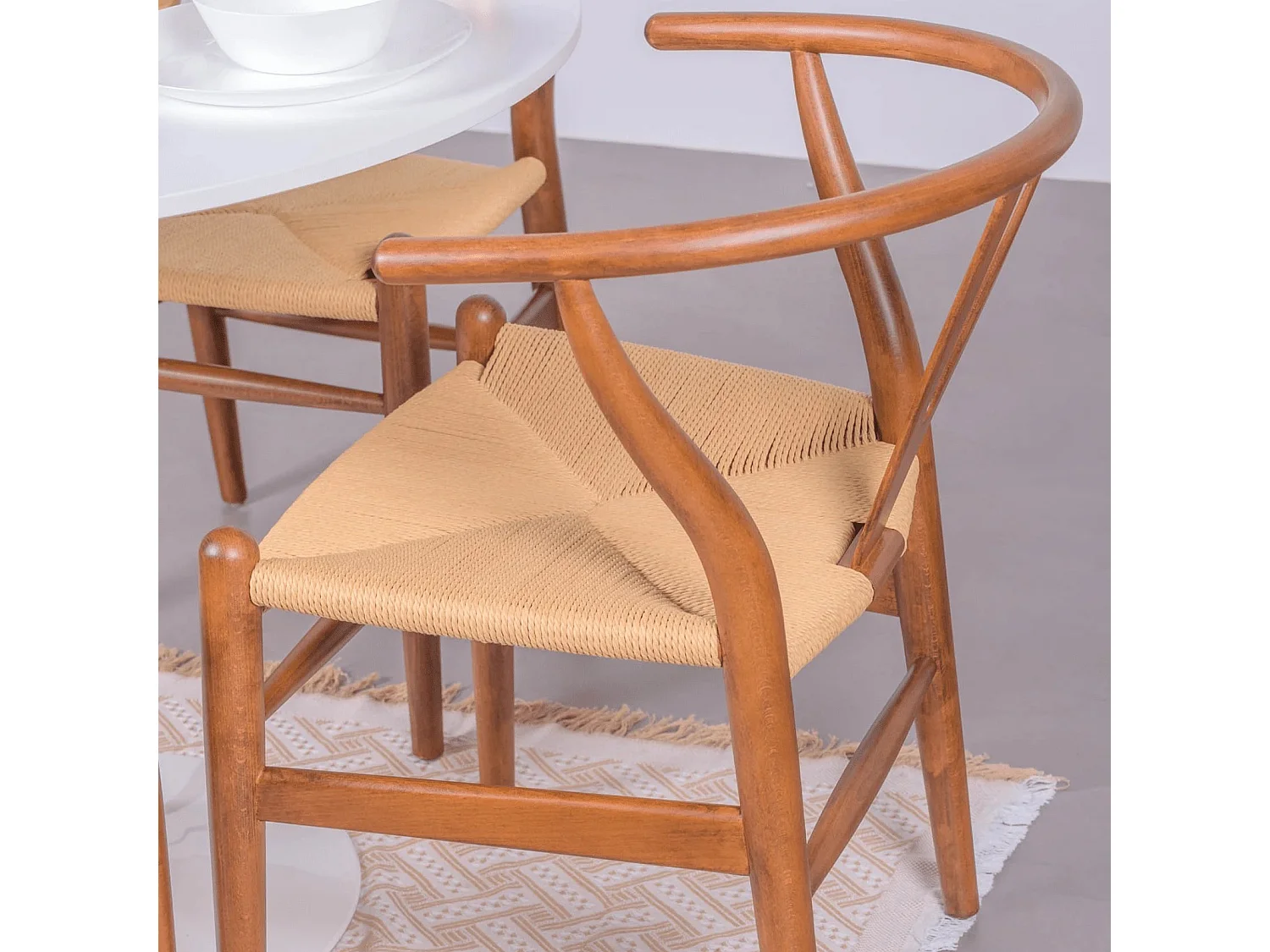 Silla nórdica en madera de nogal y cuerda ecológica - Wish - Nogal