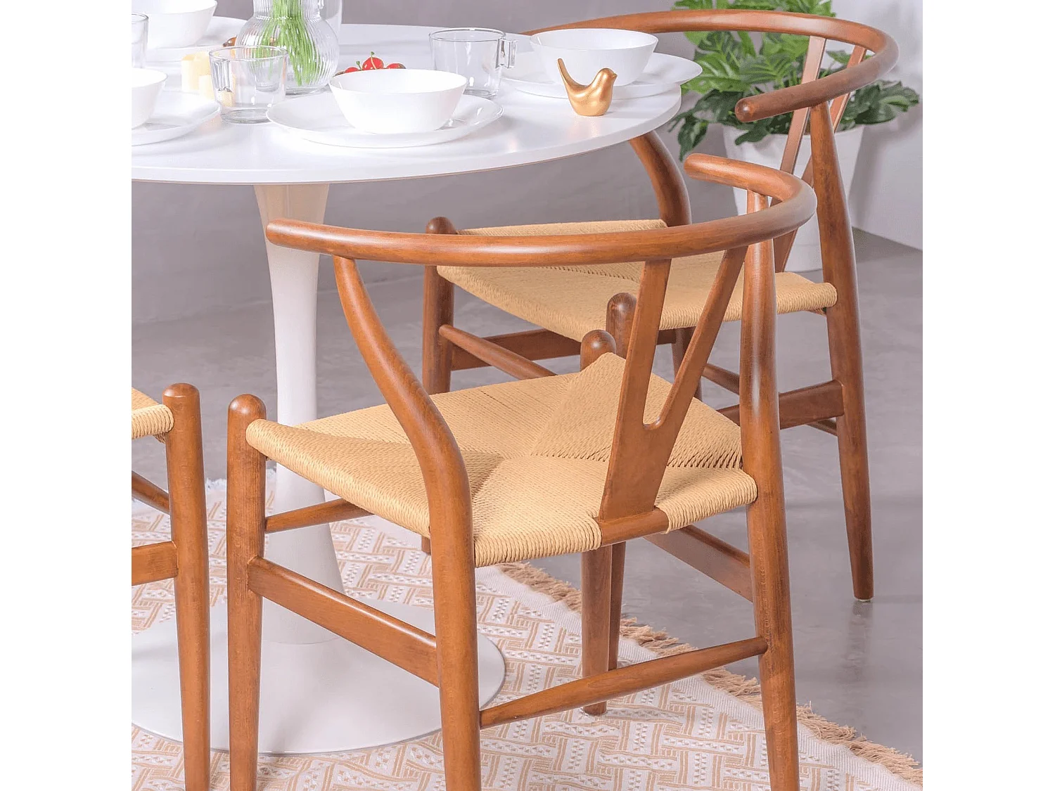 Silla nórdica en madera de nogal y cuerda ecológica - Wish - Nogal