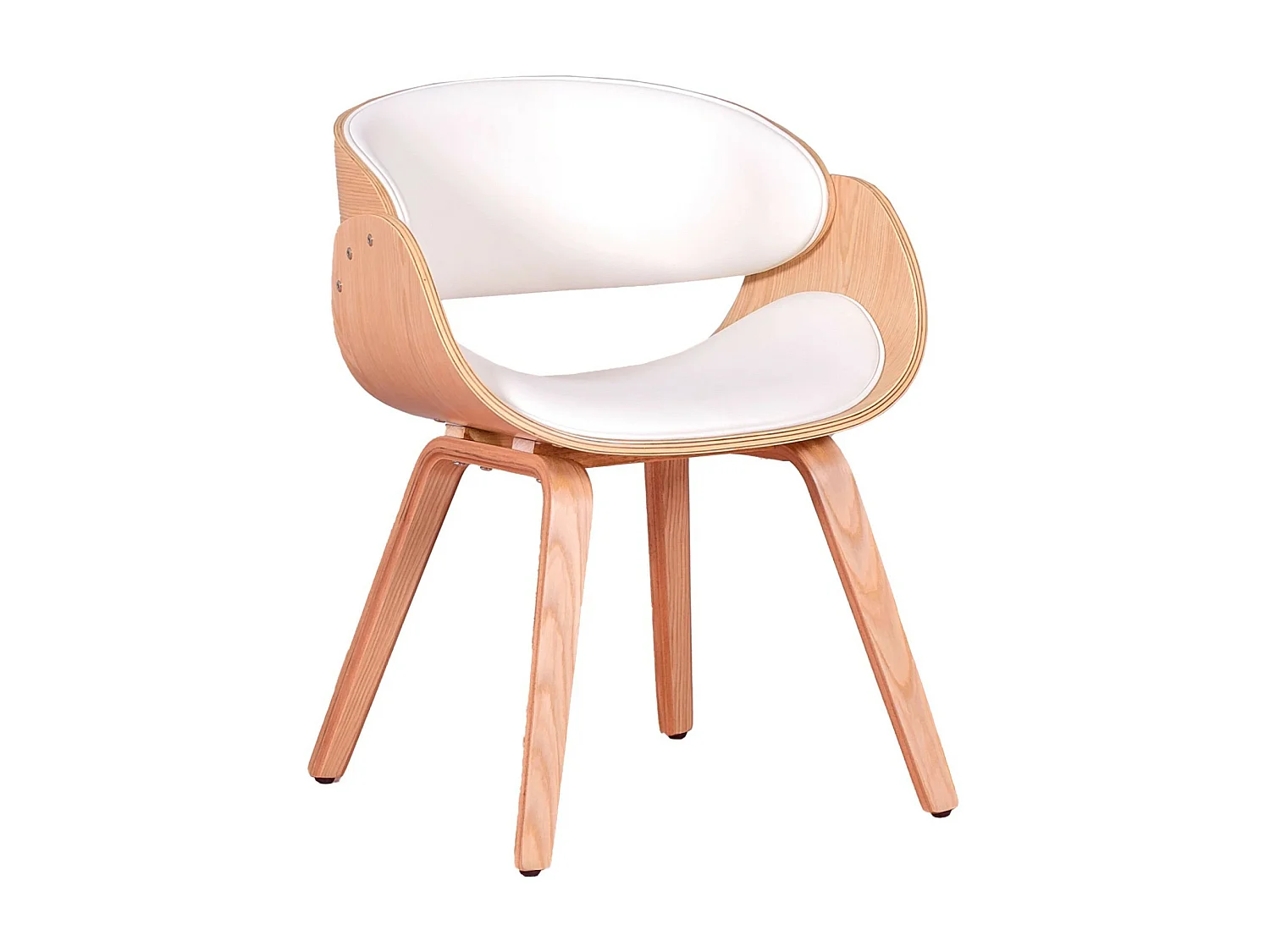 Sedia scandinava in legno chiaro di acero con cuscino in similpelle - Burrow S - Bianco
