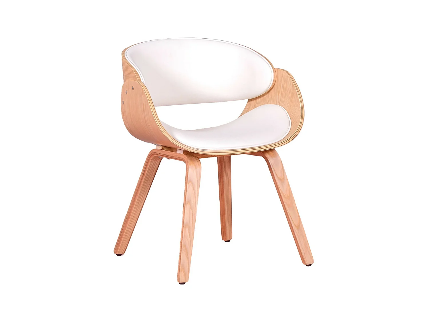 Chaise scandinave en bois clair d'érable avec coussin en similicuir - Burrow S - Blanc
