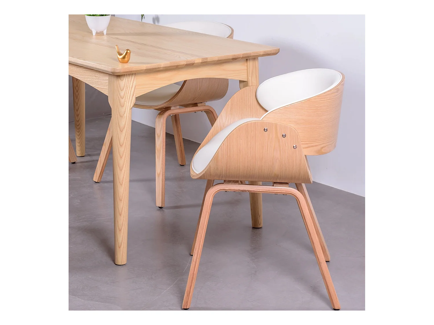 Scandinavische Houten stoelen van lichte esdoorn met kunstleren kussen - Burrow S - Wit