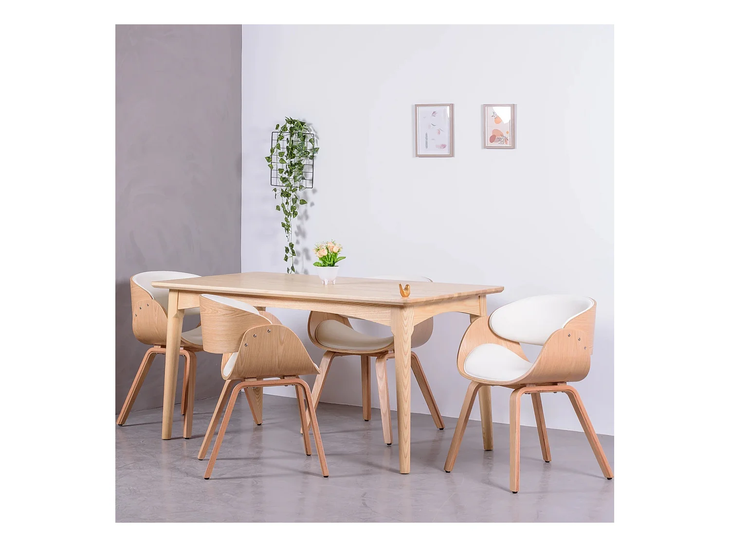 Scandinavische Houten stoelen van lichte esdoorn met kunstleren kussen - Burrow S - Wit