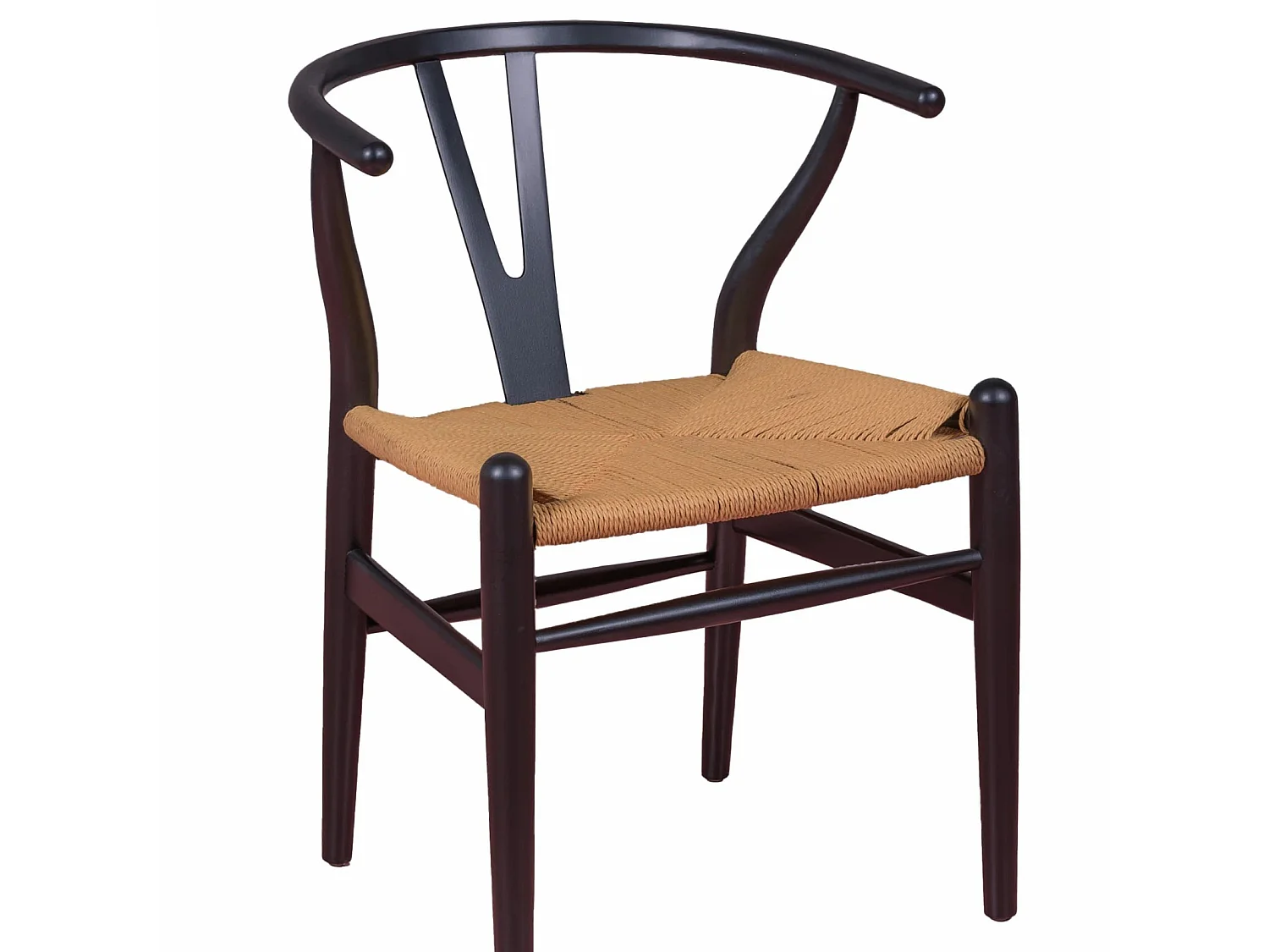 Silla nórdica en madera de haya de colores y cuerda ecológica - Wish - Negro