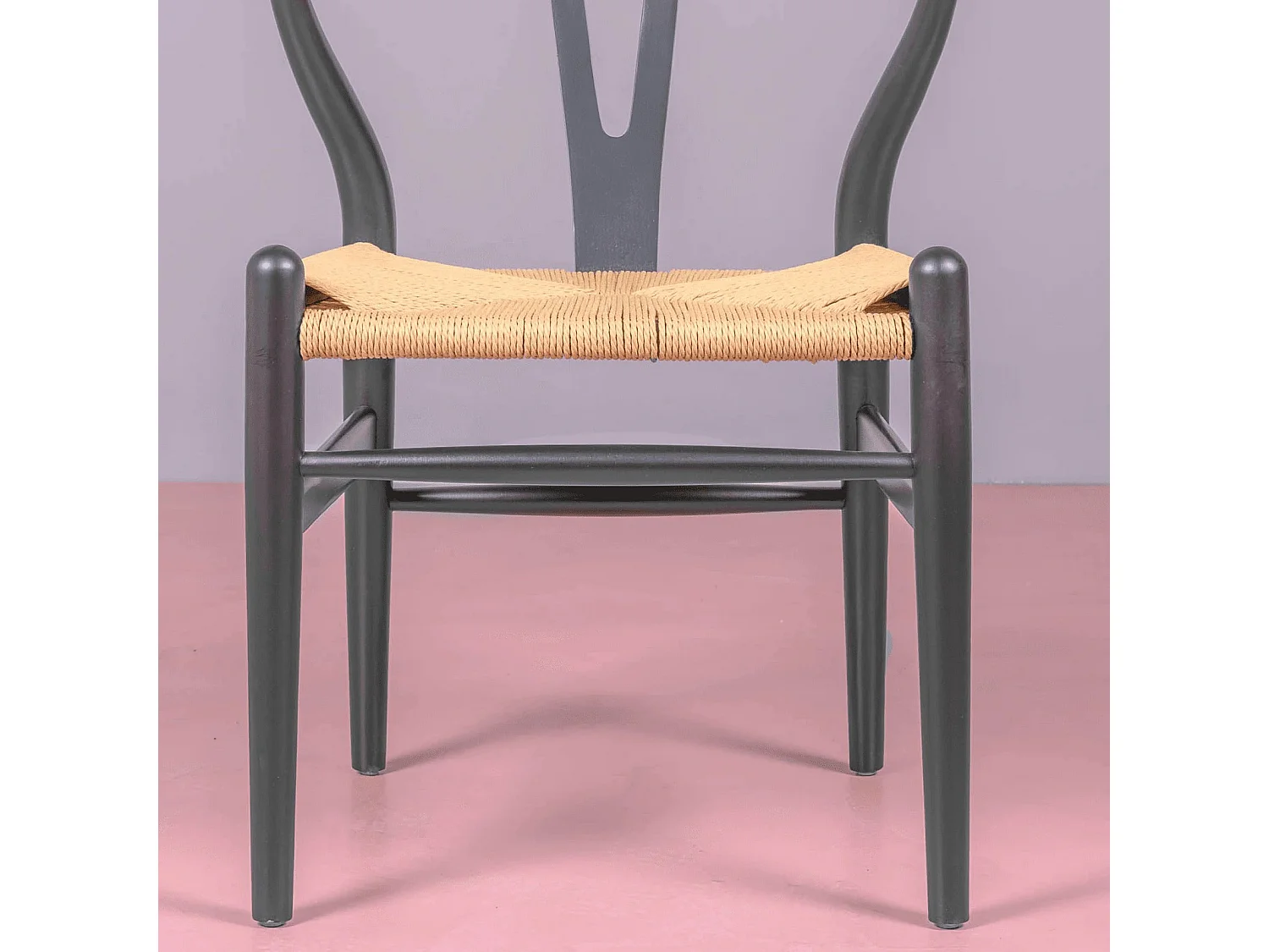 Silla nórdica en madera de haya de colores y cuerda ecológica - Wish - Negro