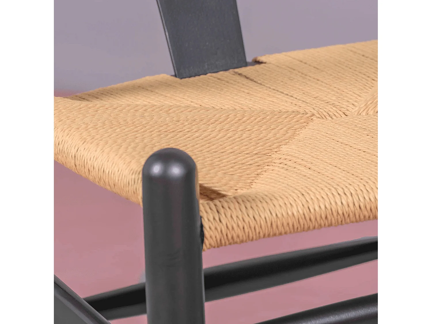 Silla nórdica en madera de haya de colores y cuerda ecológica - Wish - Negro