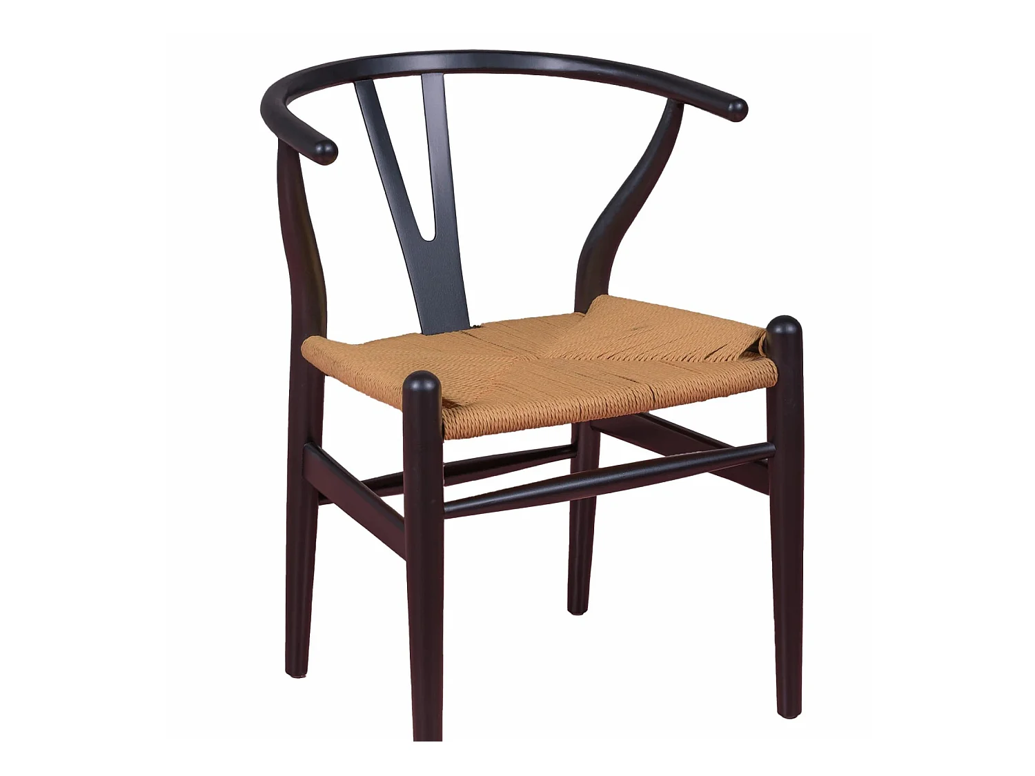Chaise scandinave en bois de hêtre coloré et corde écologique - Wish - Noir