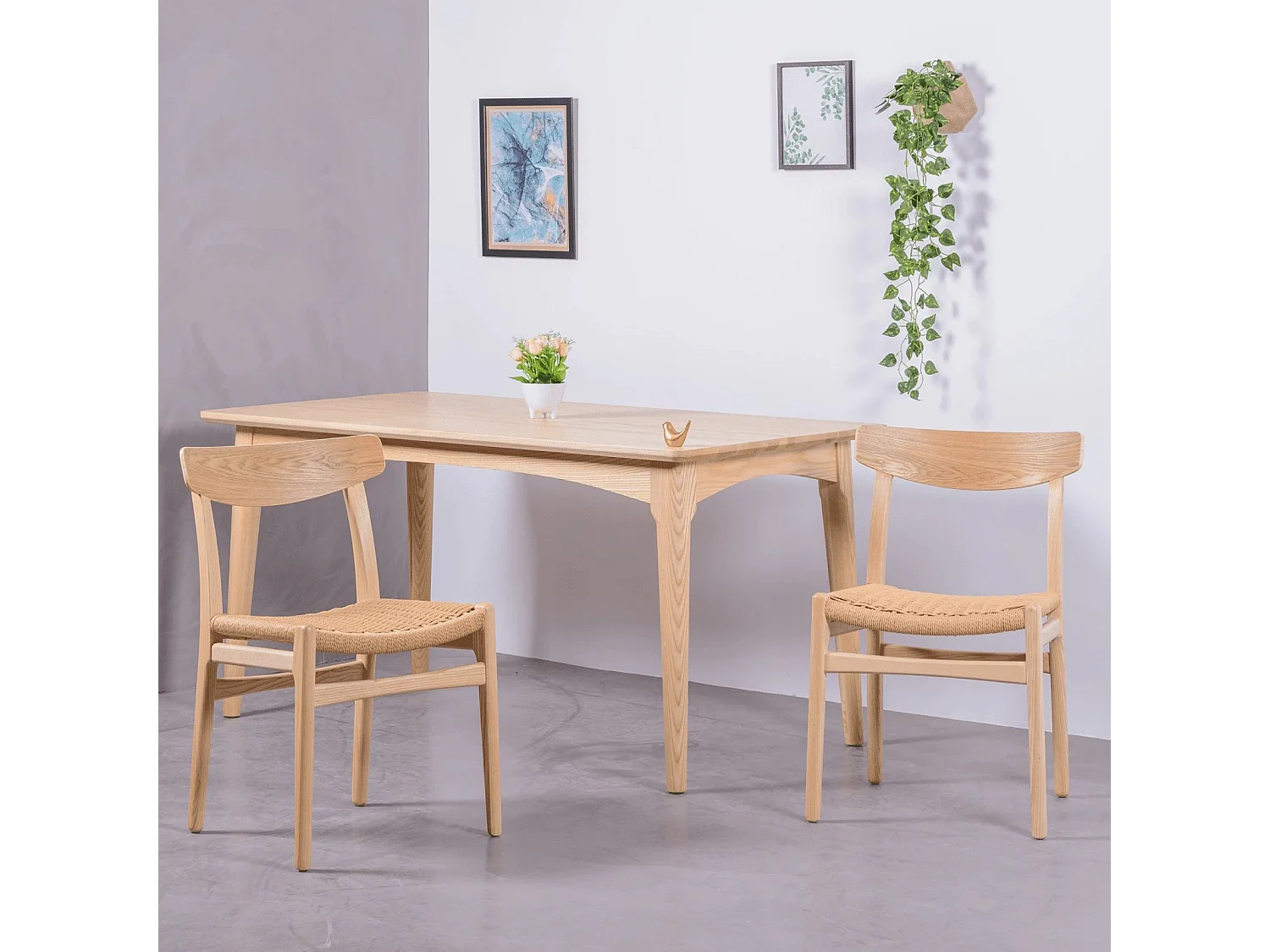 Scandinavische eetkamerstoel in essenhout - Liam - Natuurlijke as