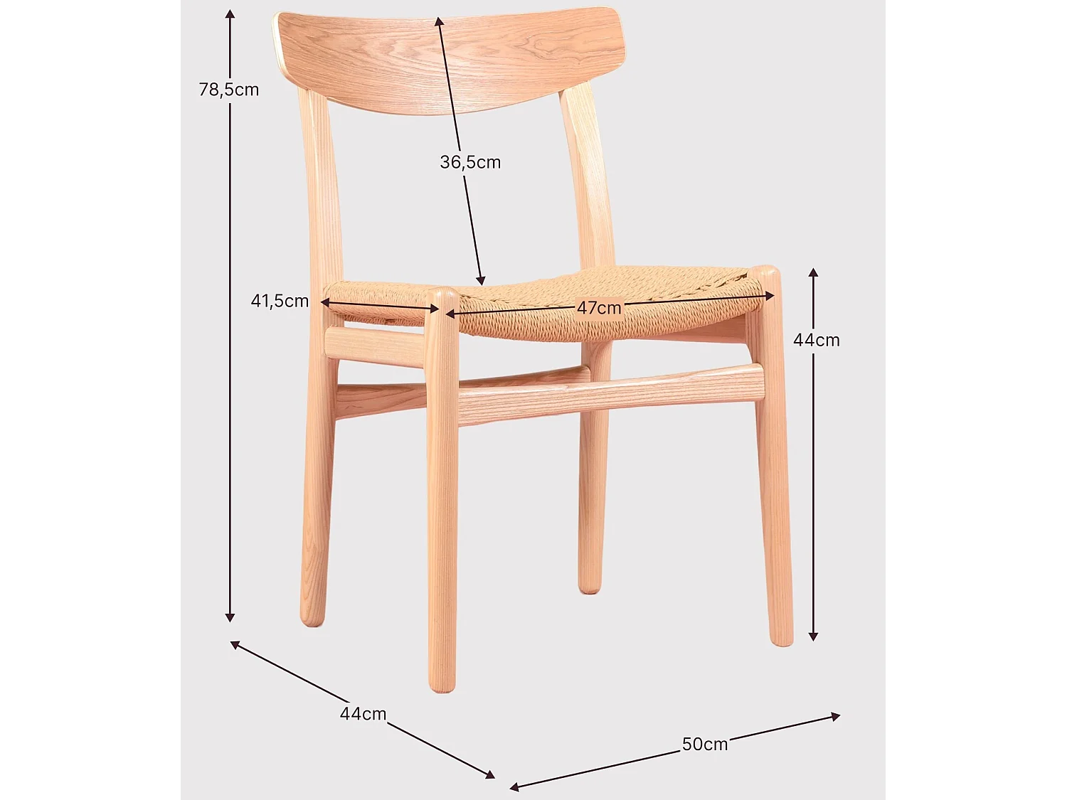 Chaise de salle à manger scandinave en bois de frêne - Liam - Frêne naturel