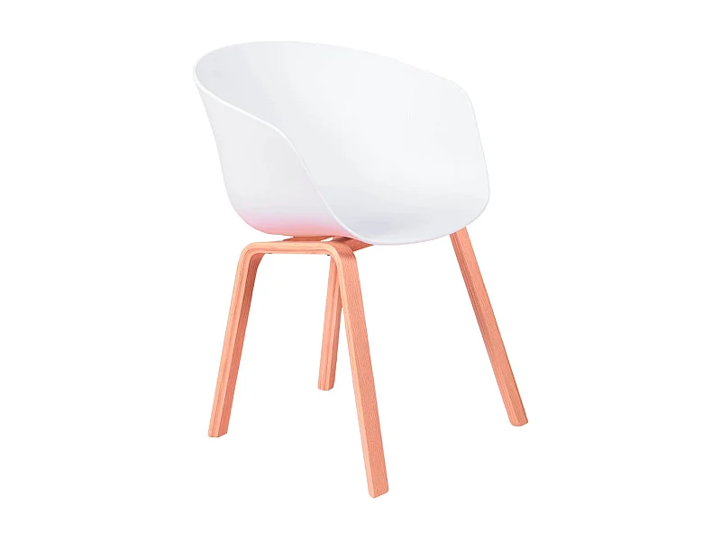 Sedia con seduta in plastica e gambe in legno di faggio - Daxer - Bianco