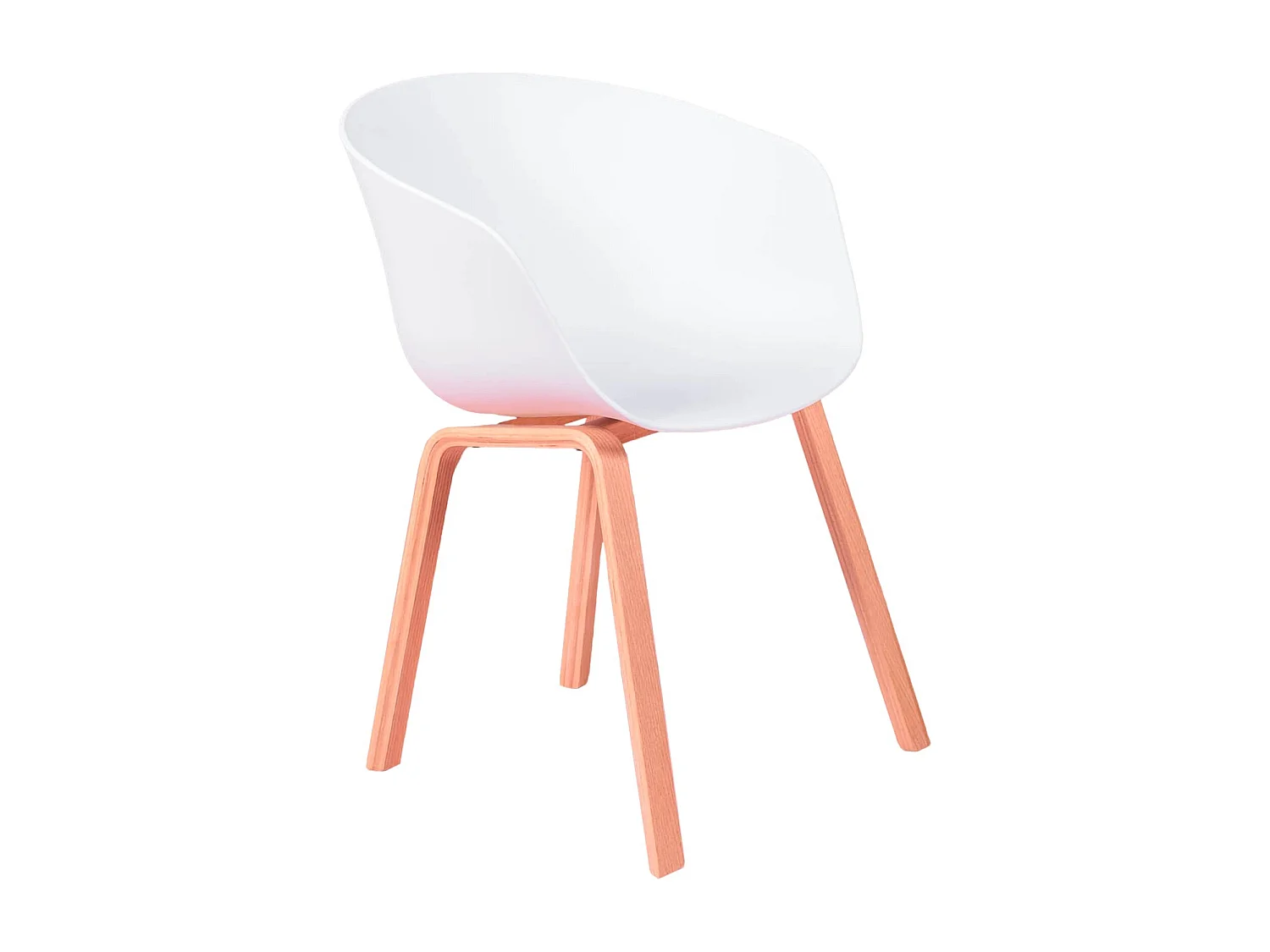 Sedia con seduta in plastica e gambe in legno di faggio - Daxer - Bianco