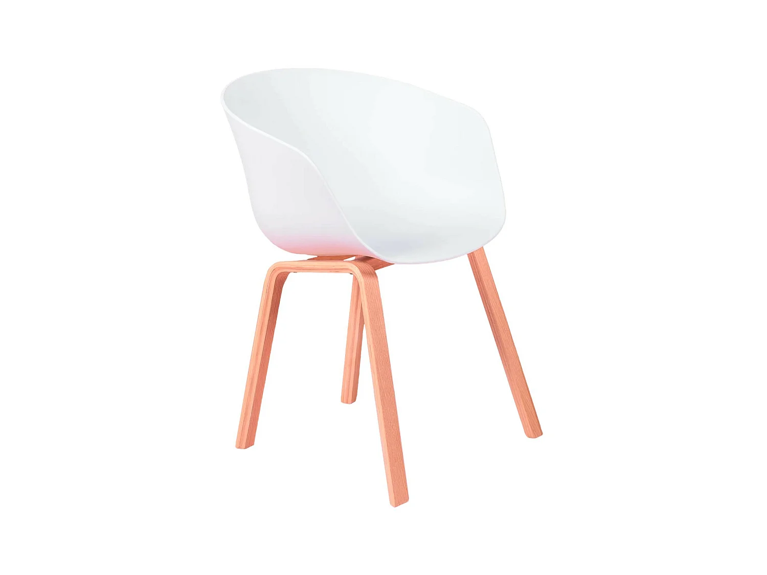 Chaise avec assise en plastique et pieds en bois de hêtre - Daxer - Blanc