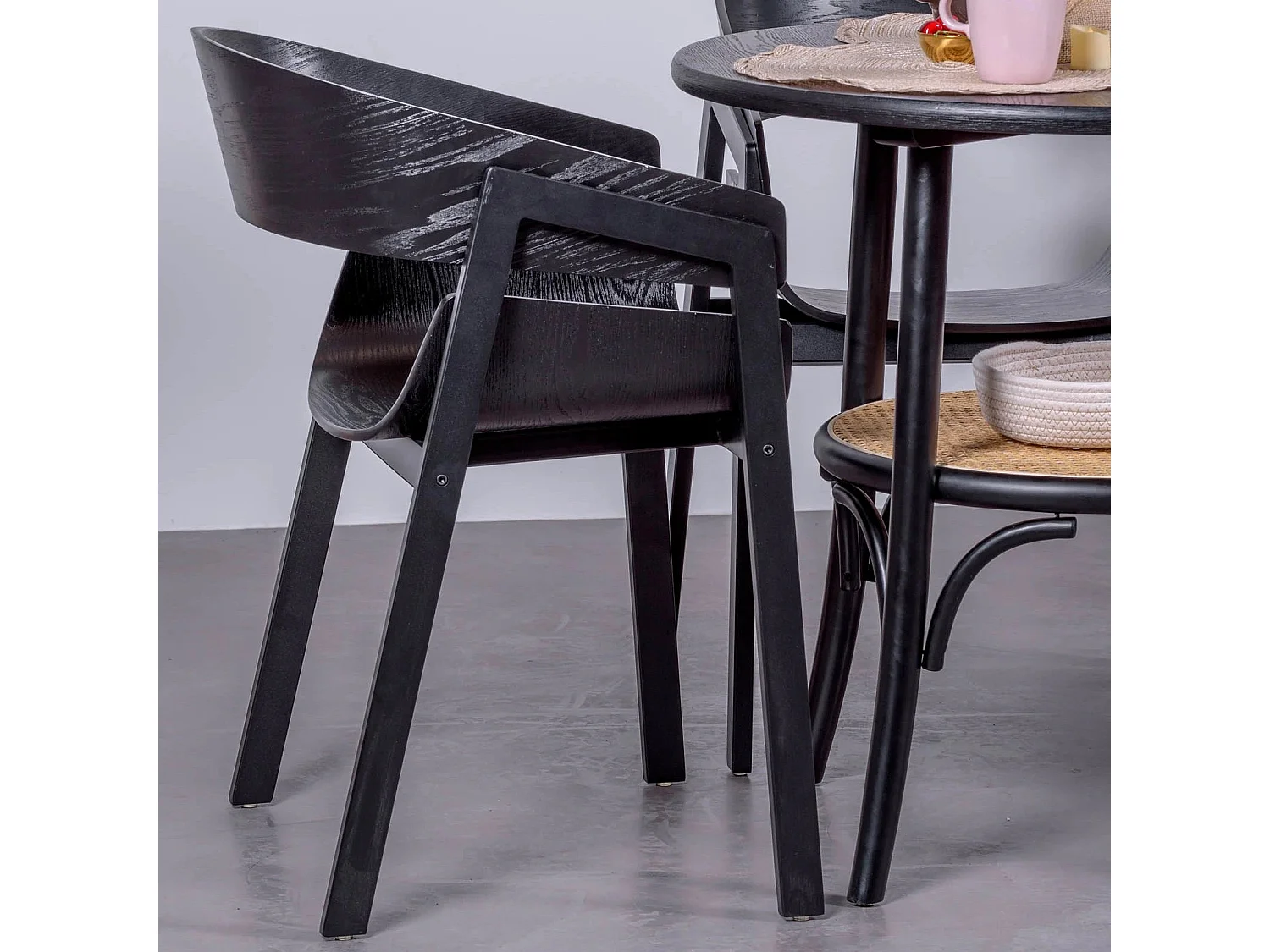 Cadeira de jantar em madeira de freixo natural - Soho - Preto