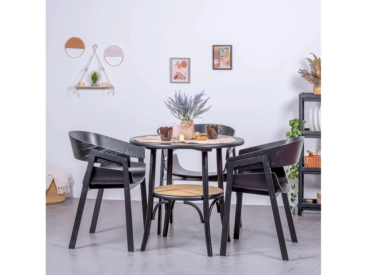 Cadeira de jantar em madeira de freixo natural - Soho - Preto