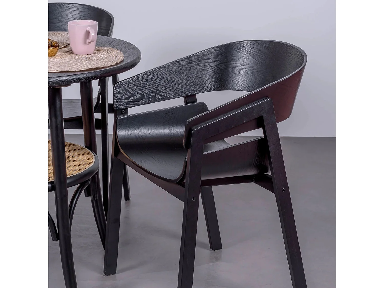 Cadeira de jantar em madeira de freixo natural - Soho - Preto