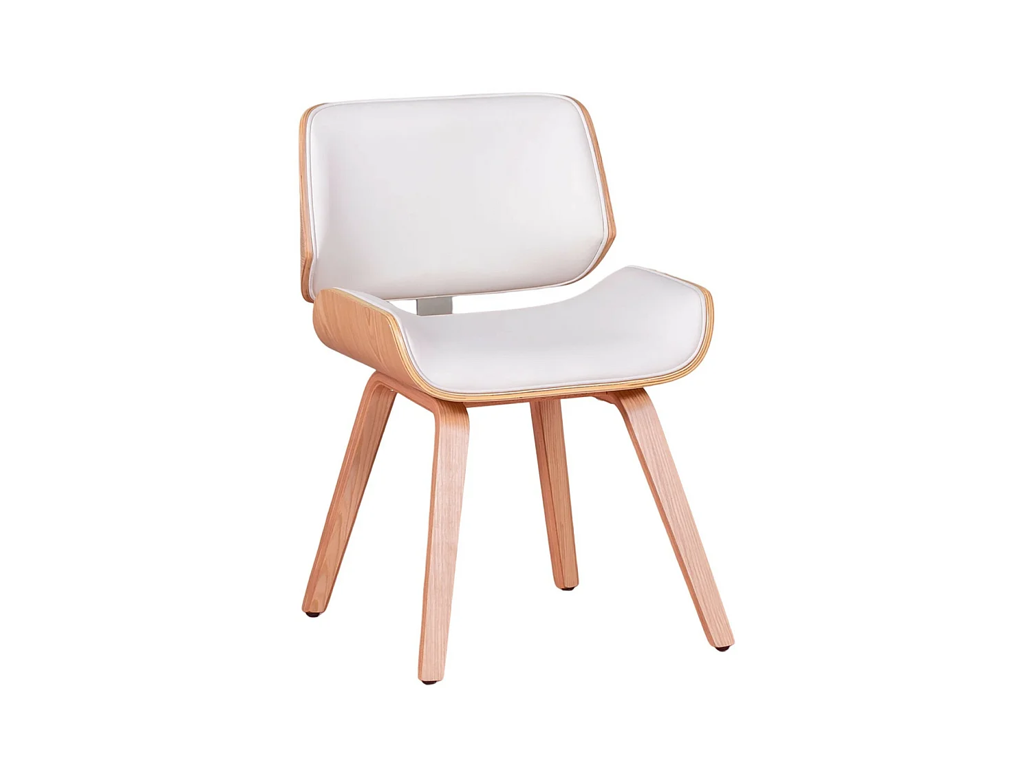 Chaise en bois d'érable clair avec coussin en similicuir - Nordic - Blanc