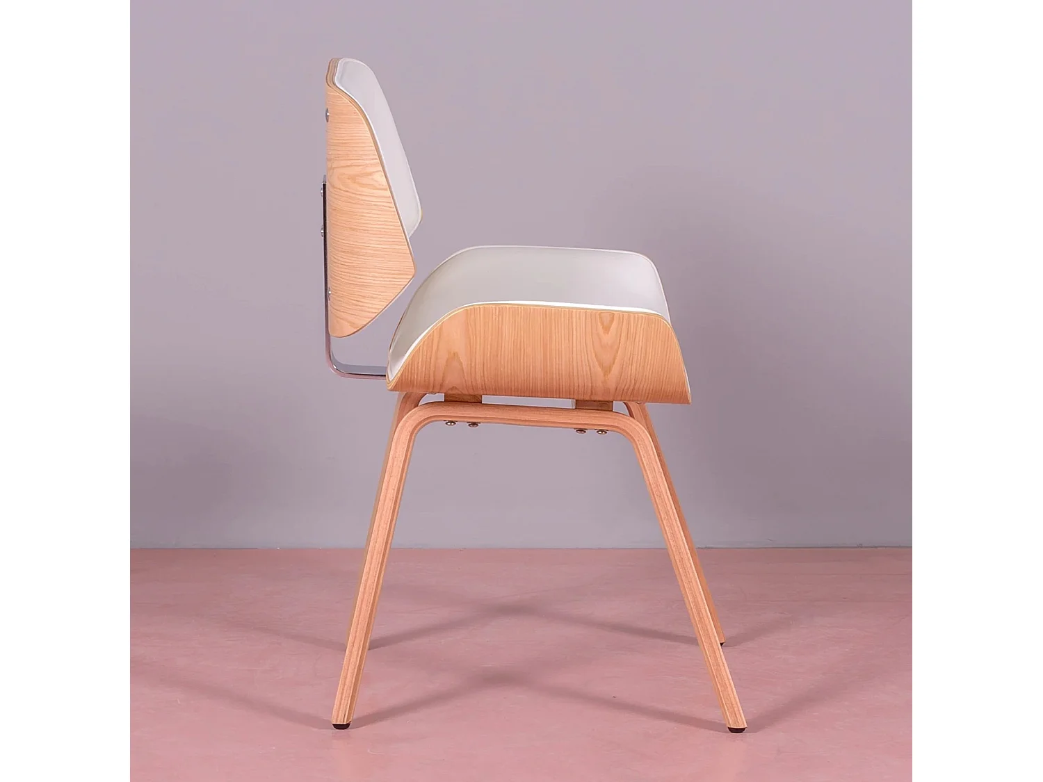 Chaise en bois d'érable clair avec coussin en similicuir - Nordic - Blanc