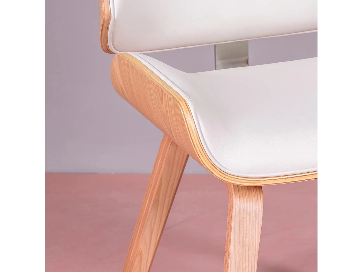 Chaise en bois d'érable clair avec coussin en similicuir - Nordic - Blanc