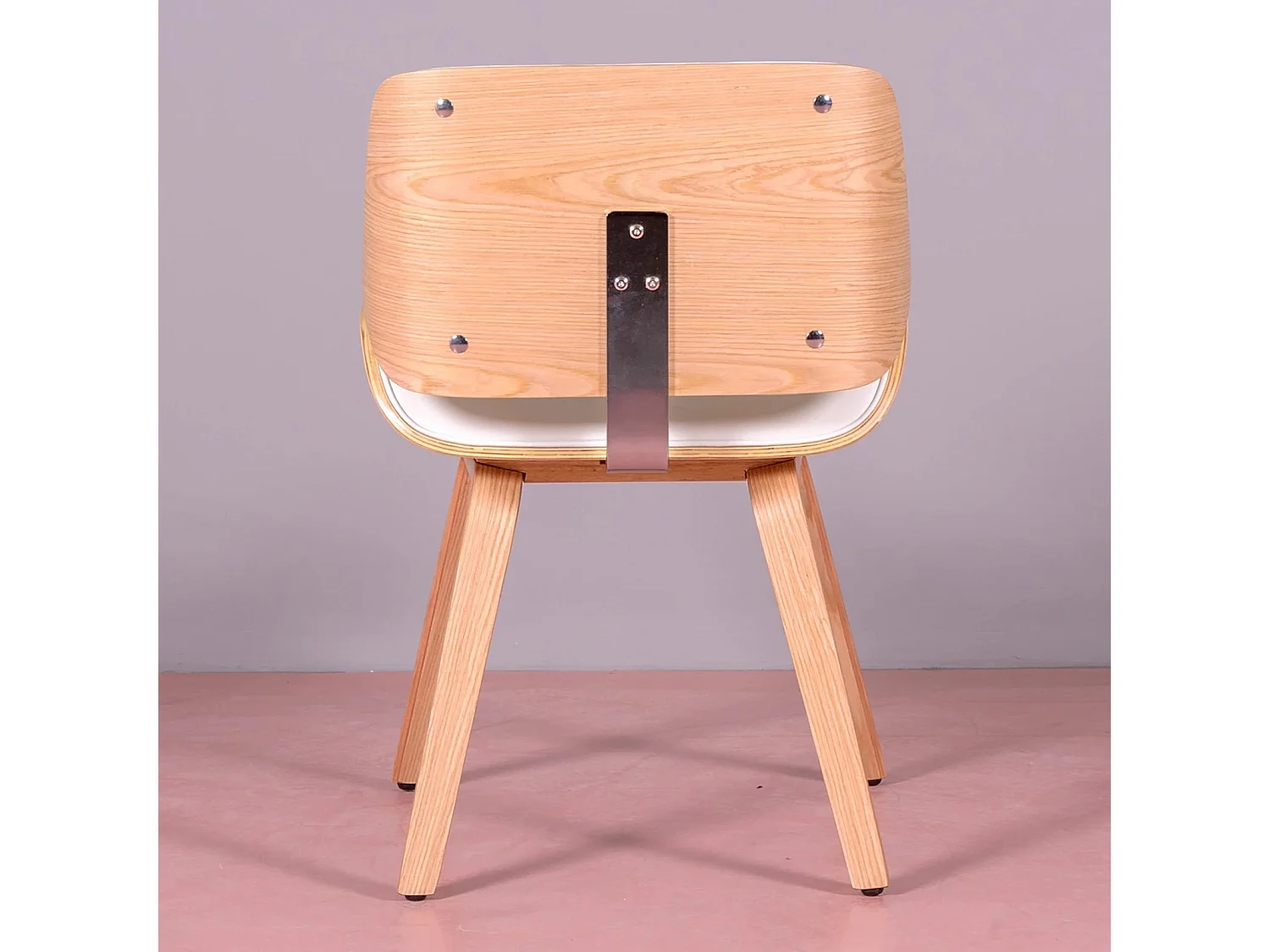 Chaise en bois d'érable clair avec coussin en similicuir - Nordic - Blanc