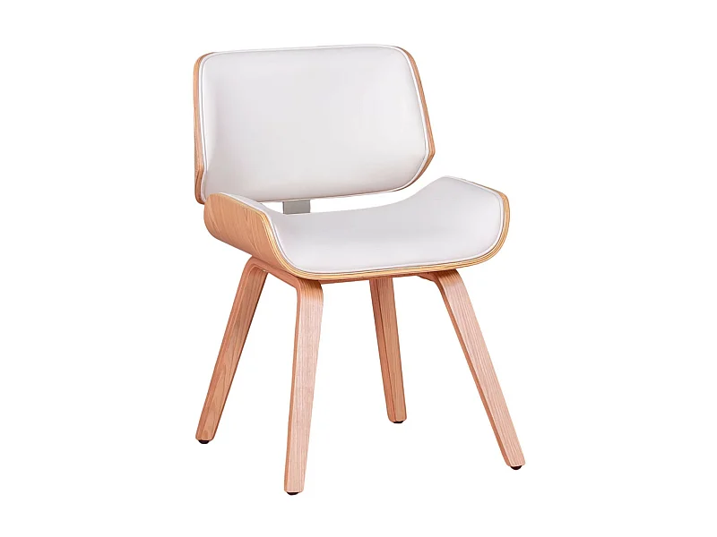 Chaise en bois d'érable clair avec coussin en similicuir - Nordic - Blanc