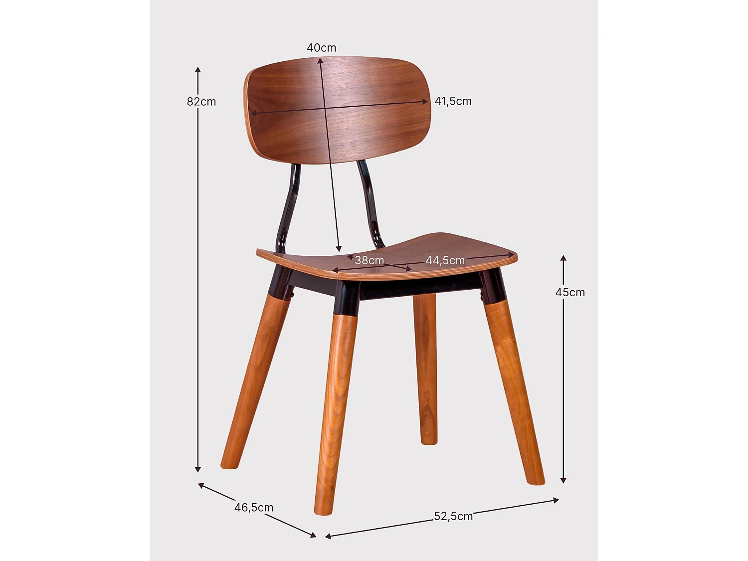 Chaise industrielle en bois de noyer - Copine - Noyer