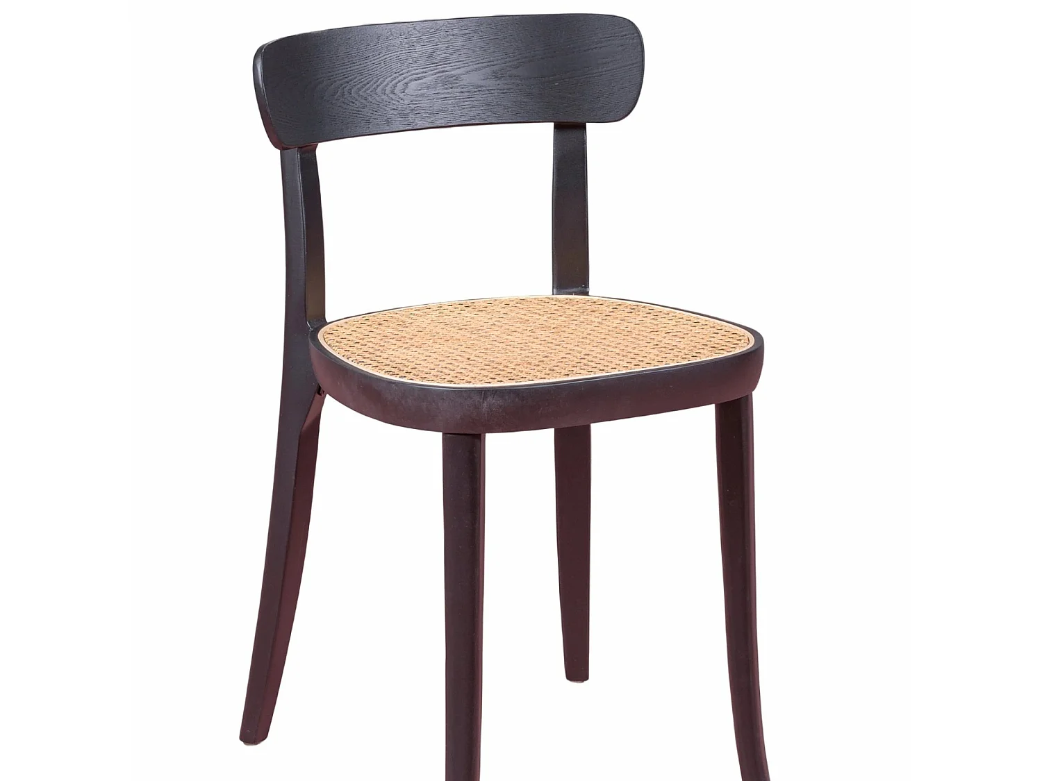 Silla de diseño en madera de fresno y asiento de ratán natural - Tours - Negro