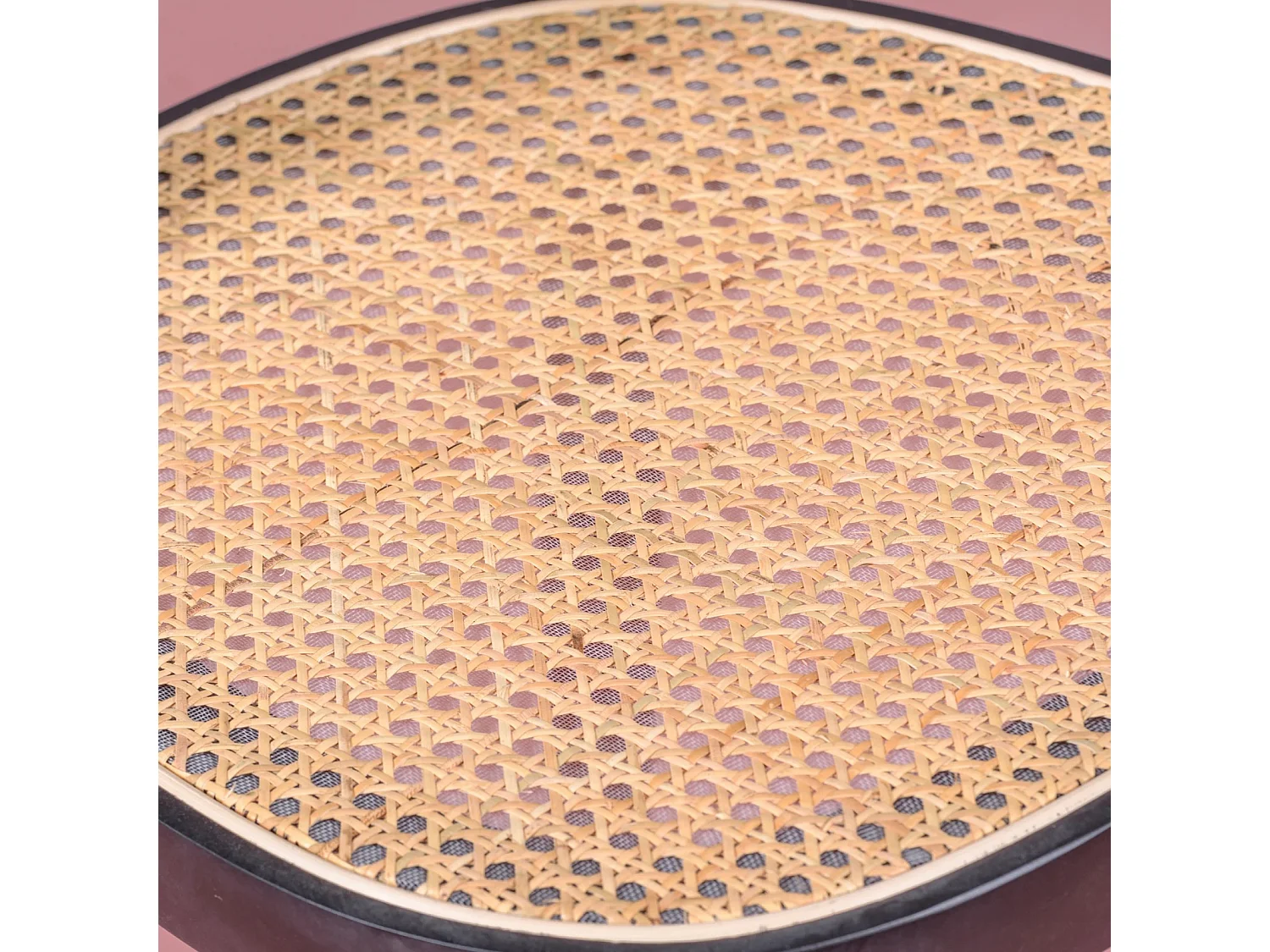 Silla de diseño en madera de fresno y asiento de ratán natural - Tours - Negro