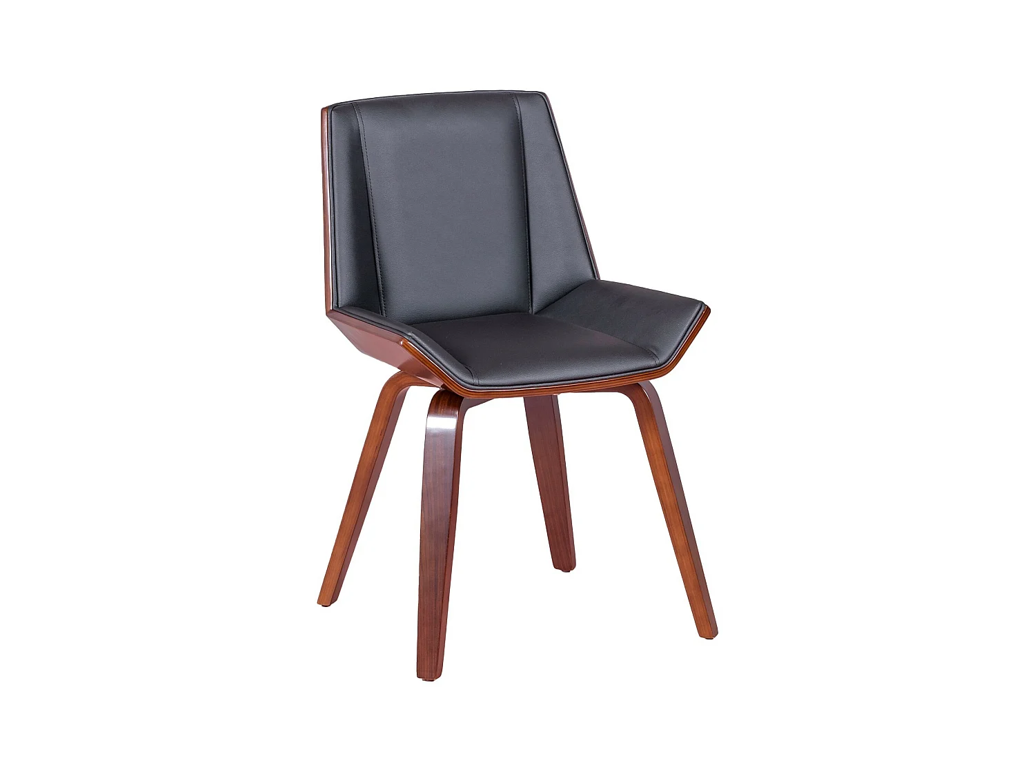 Chaise en bois de noyer foncé avec coussin en similicuir - Nordic S - Noir