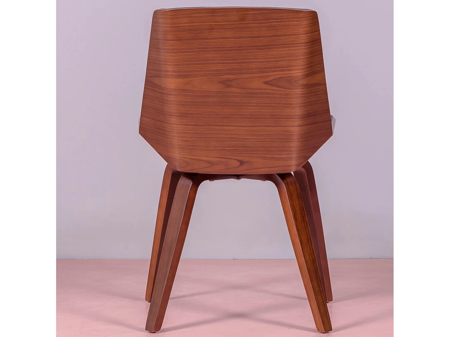 Donker notenhouten stoel met kunstleren kussen - Nordic S - Zwart