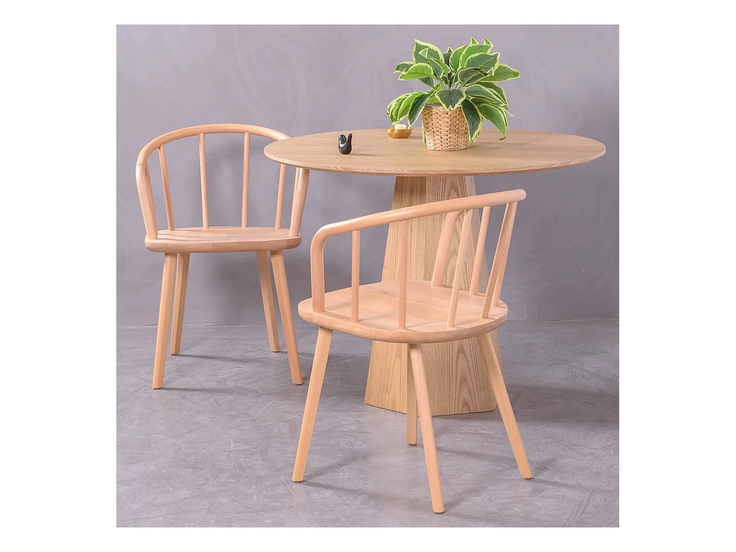 Handgesneden eetkamerstoel met armleuningen in natuurlijk beukenhout - Organic - Natuurlijke beuk