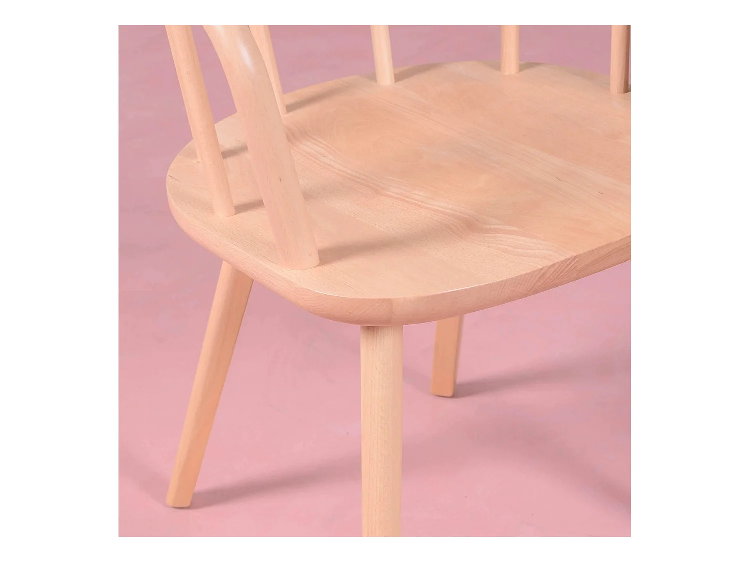 Handgesneden eetkamerstoel met armleuningen in natuurlijk beukenhout - Organic - Natuurlijke beuk