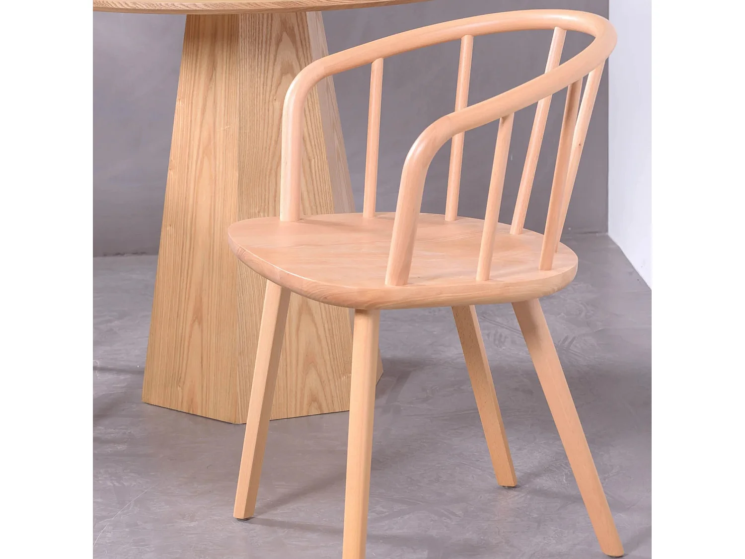 Handgesneden eetkamerstoel met armleuningen in natuurlijk beukenhout - Organic - Natuurlijke beuk