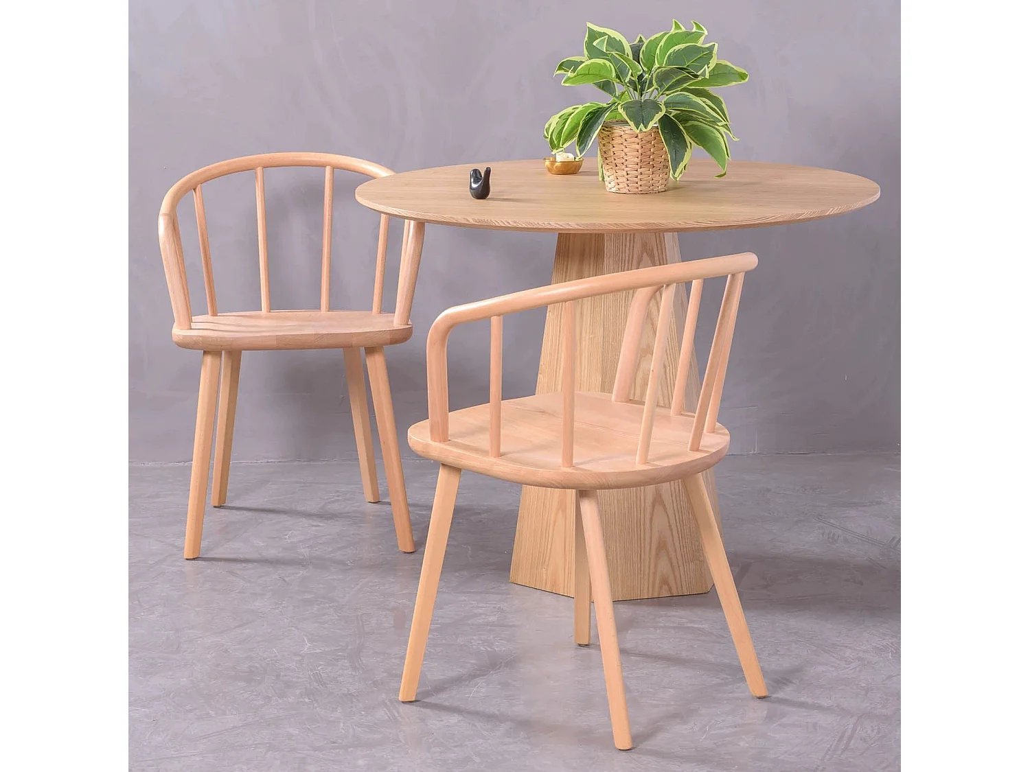 Cadeira de jantar esculpida à mão com braços em madeira de faia natural - Organic - Faia natural