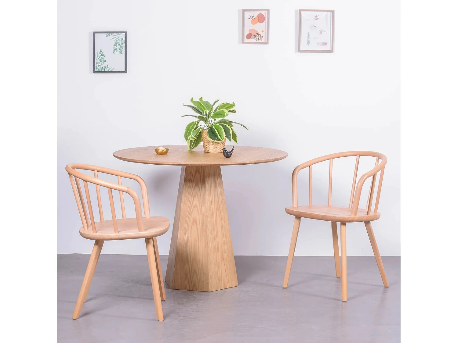 Cadeira de jantar esculpida à mão com braços em madeira de faia natural - Organic - Faia natural