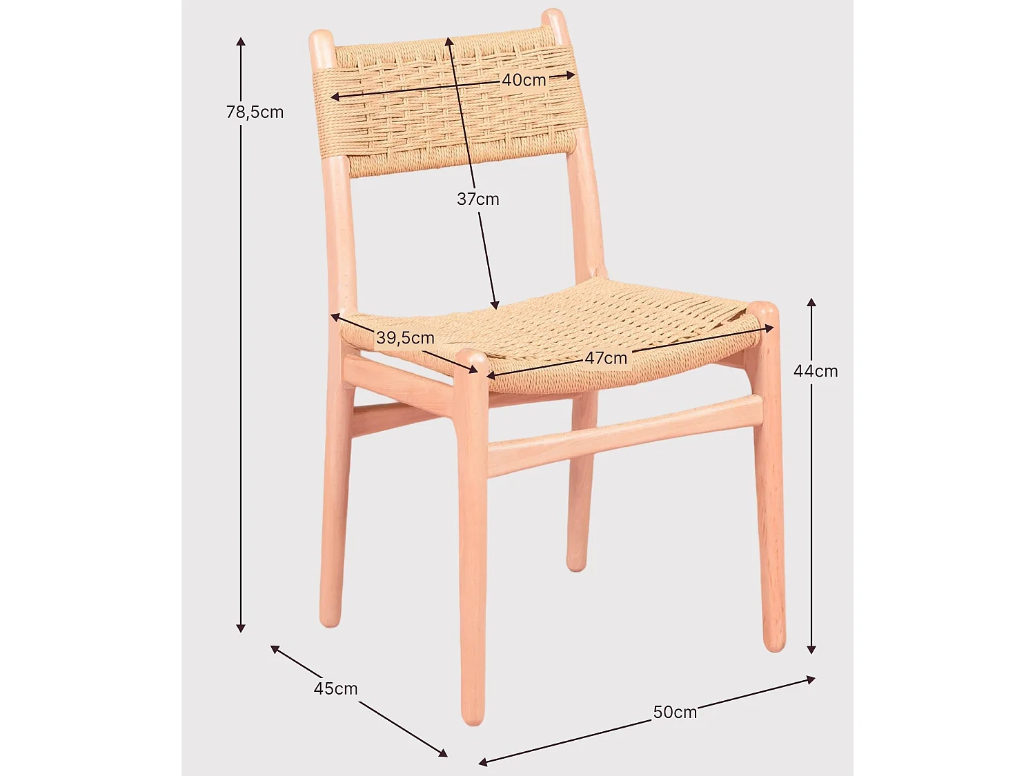 Chaise de salle à manger scandinave en bois de hêtre - Liam - Hêtre naturel