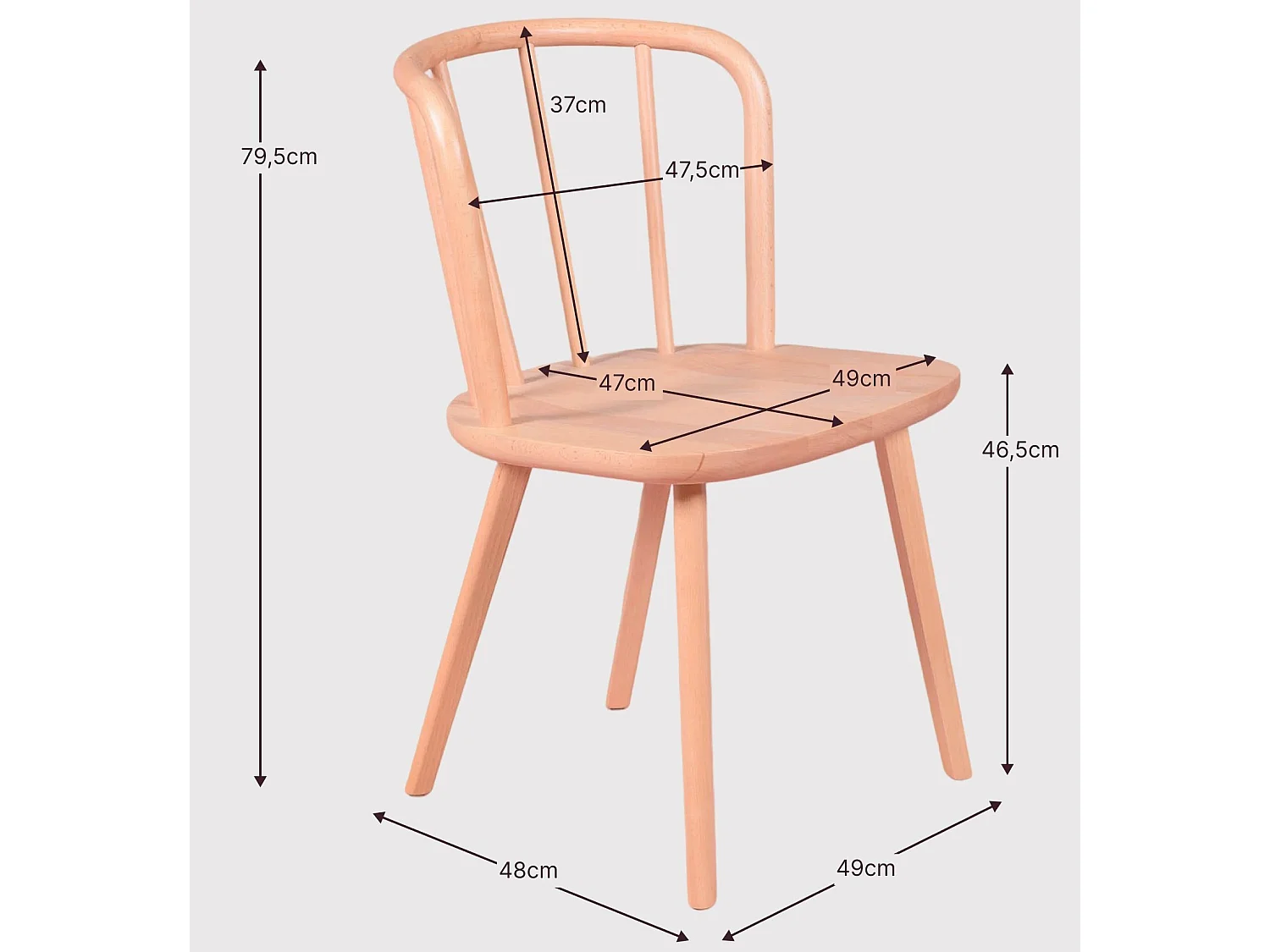 Chaise de salle à manger sculptée à la main en bois de hêtre naturel - Organic - Hêtre naturel