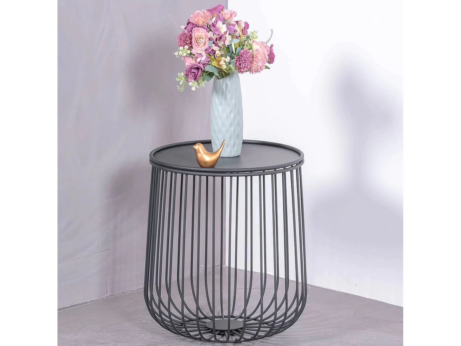 Table d'appoint ronde en acier adaptée à l'extérieur - Tanzania - Noir