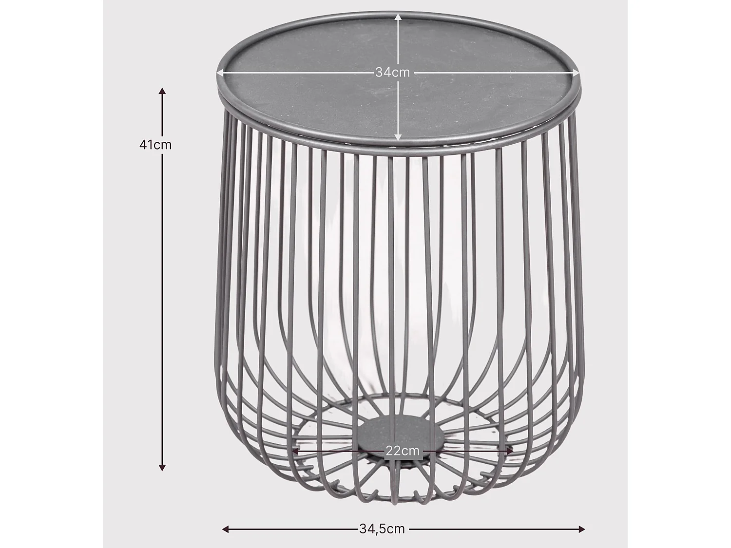 Table d'appoint ronde en acier adaptée à l'extérieur - Tanzania - Noir