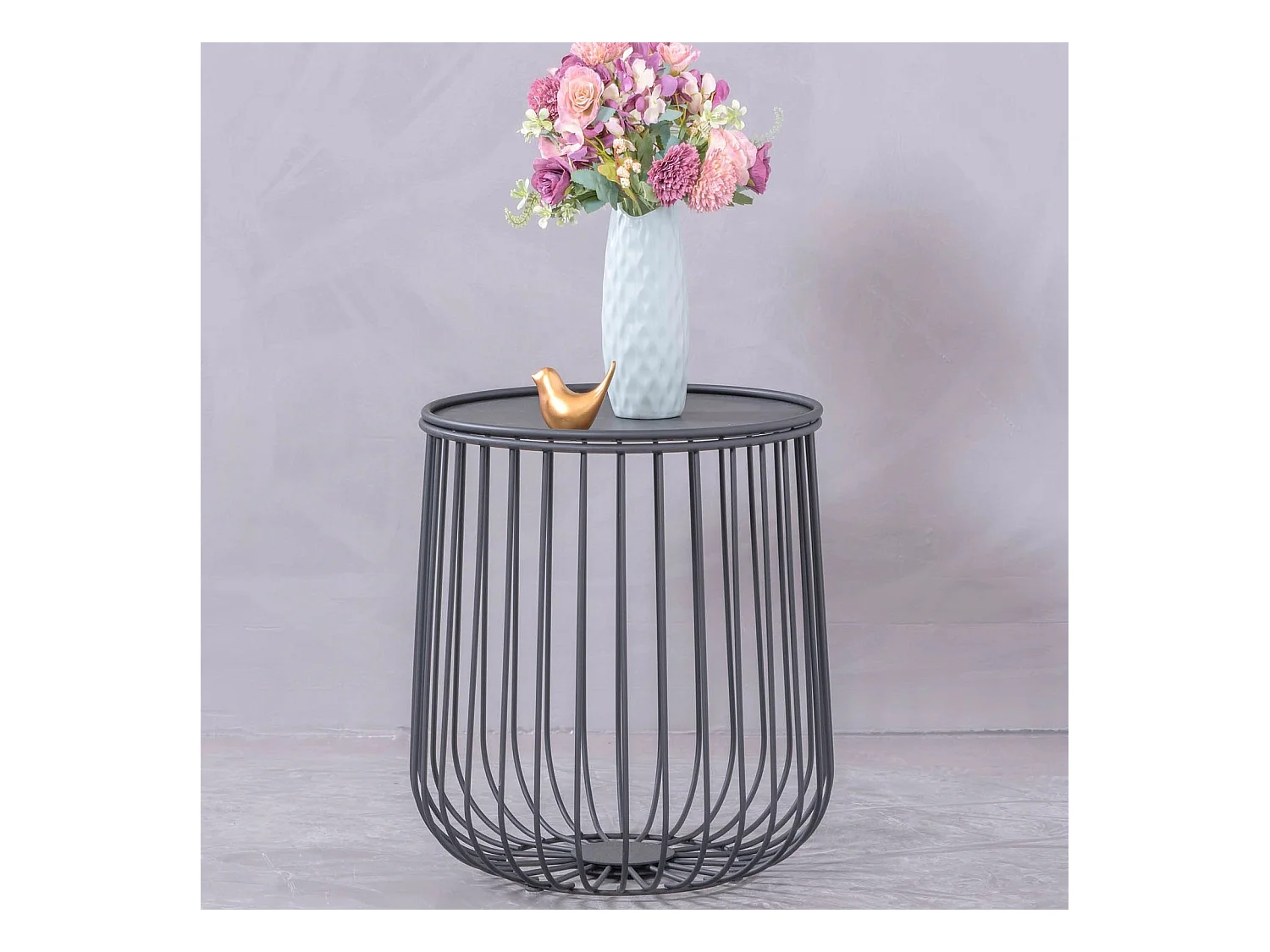 Ronde stalen bijzettafel geschikt voor buiten - Tanzania - Zwart