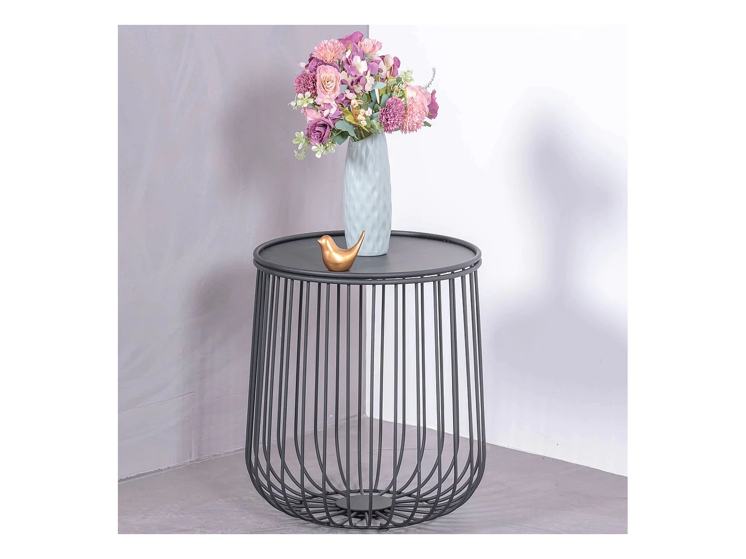 Ronde stalen bijzettafel geschikt voor buiten - Tanzania - Zwart