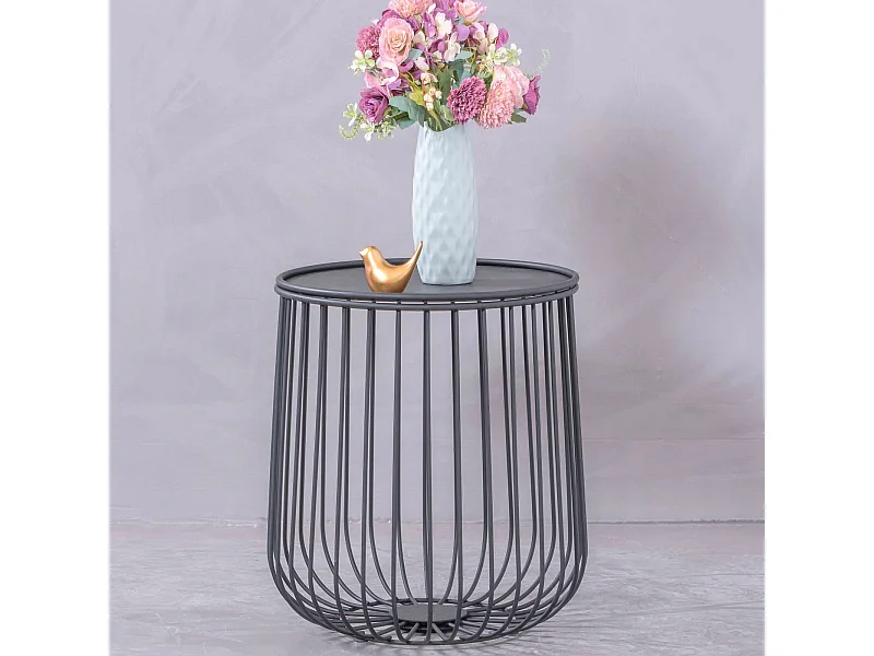 Runder Beistelltisch aus Stahl für den Außenbereich - Tanzania - Schwarz