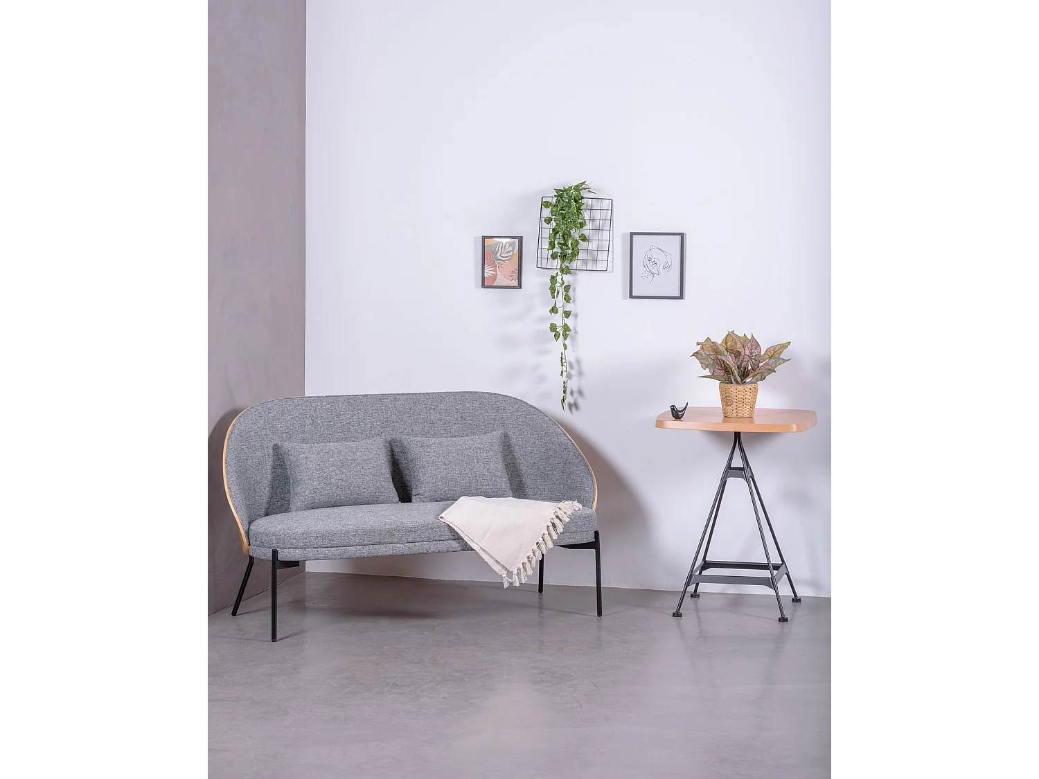 Industriële hoge tafel in beukenhout en gelakt staal (60x60cm) - Amadeus - Natuurlijke beuk