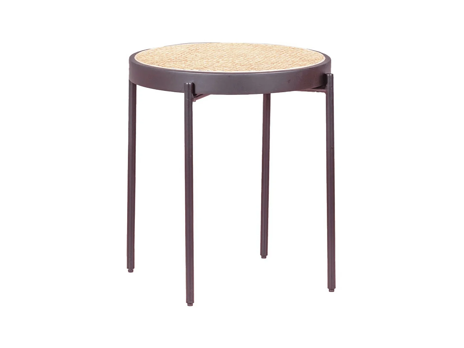 Table d'appoint rétro avec détails en rotin naturel (46cm) - North - Noir