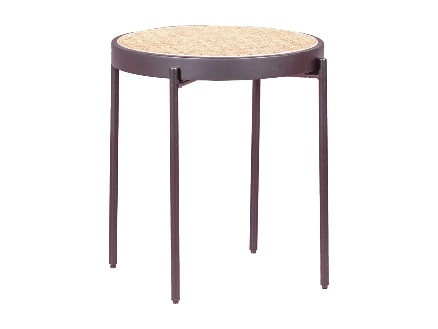 Retro bijzettafel met natuurlijke rotan details (46cm) - North - Zwart