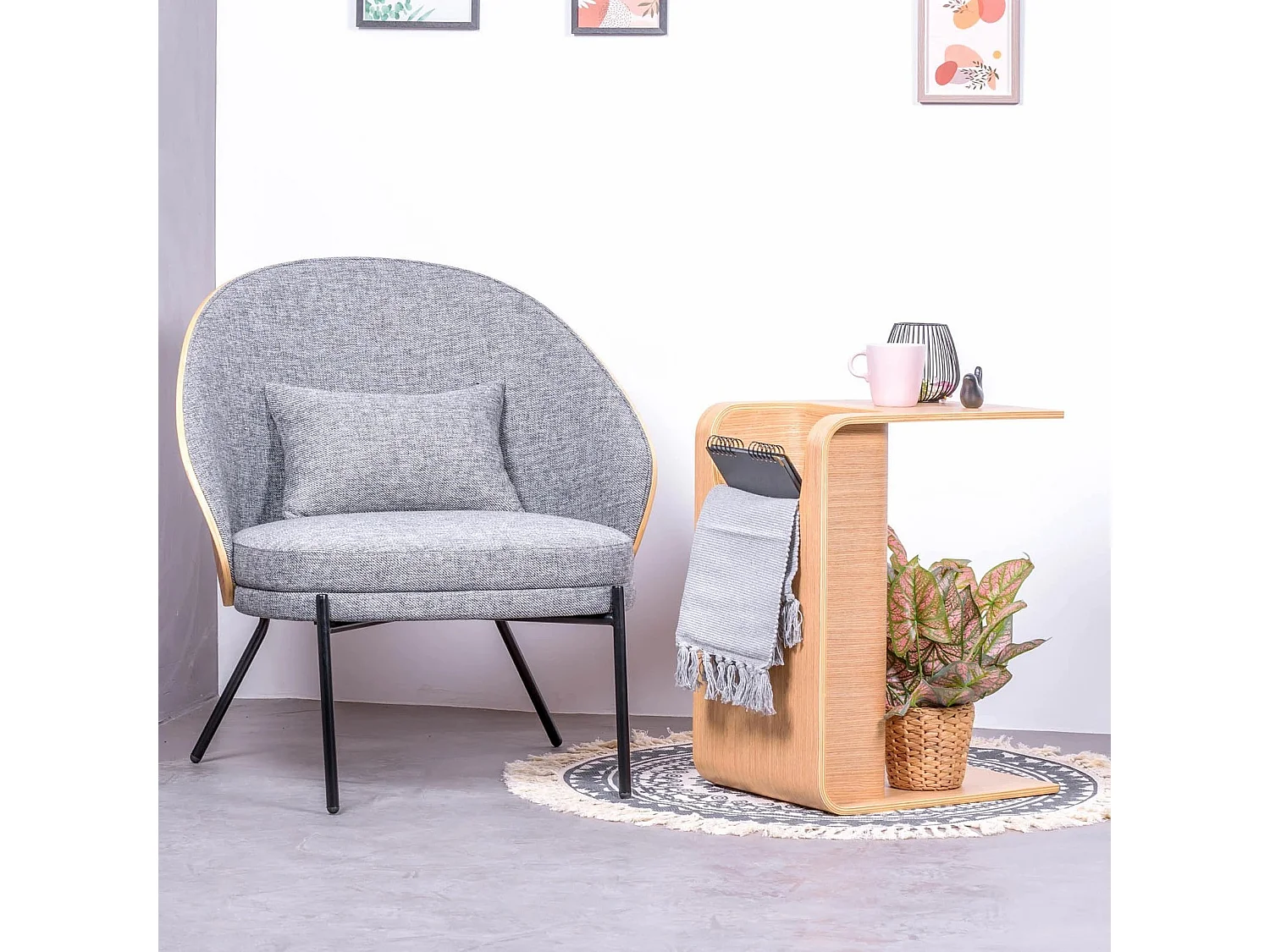 Design bijzettafel in essenhout - Liam - Natuurlijke as