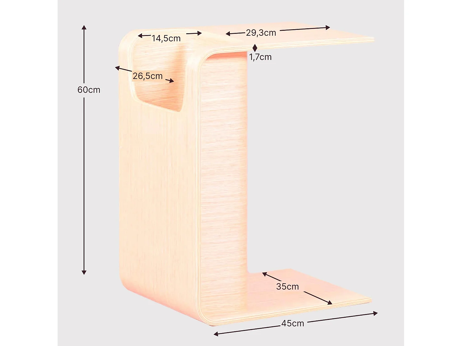 Design bijzettafel in essenhout - Liam - Natuurlijke as