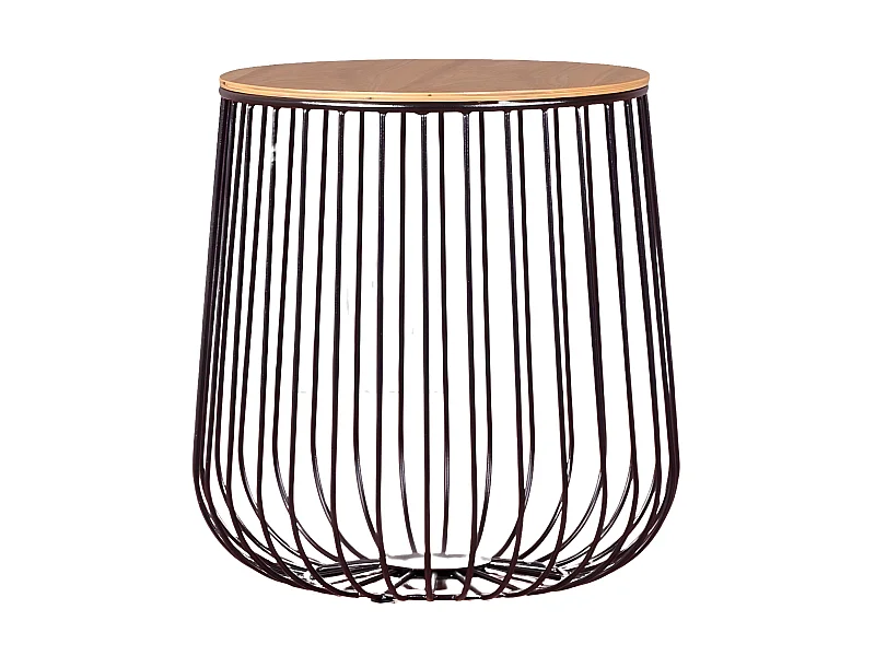 Mesa lateral em madeira de freixo e aço lacado - Zurique - Preto