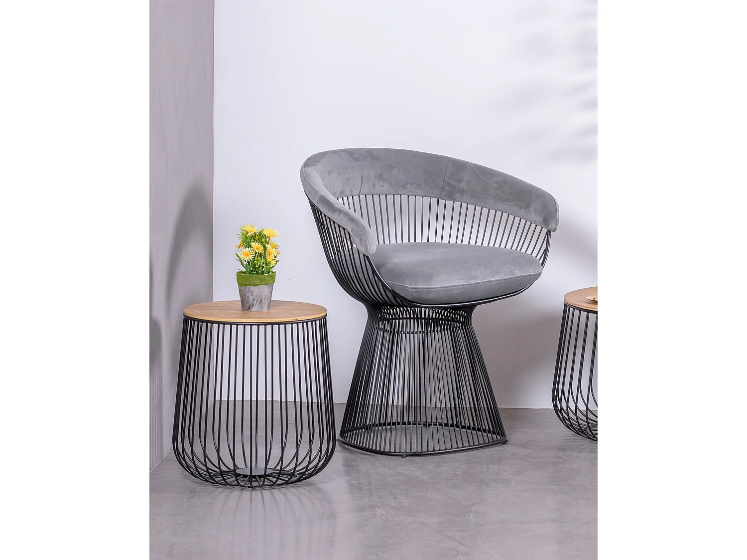 Table d'appoint en bois de frêne et acier laqué - Zurich - Noir